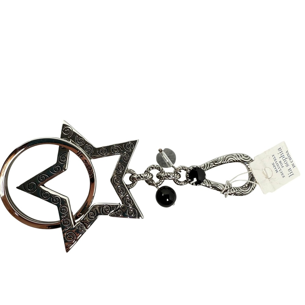 Lia Sophia‎ Silver Tone Star Charm Keychain Bag Accessory